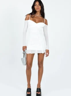 Princess Polly Viva Long Sleeve Mini Dress  White Store