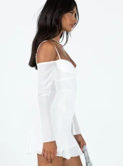 Princess Polly Viva Long Sleeve Mini Dress  White Store