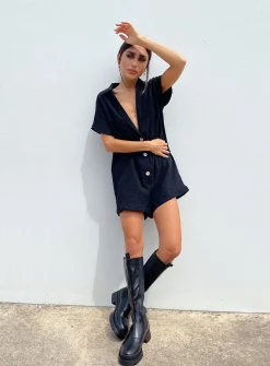 Princess Polly Vixen Romper  Black Cheap