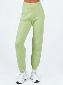 Princess Polly Waite Knit Pants  Sage Clearance