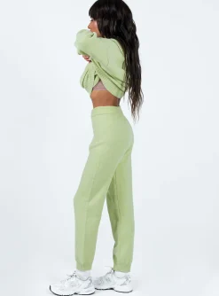 Princess Polly Waite Knit Pants  Sage Clearance