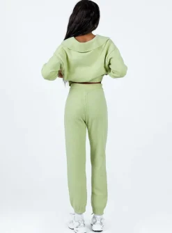 Princess Polly Waite Knit Pants  Sage Clearance