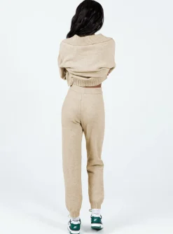 Princess Polly Waite Knit Pants  Beige Best