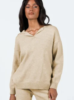 Princess Polly Waite Knit Sweater  Beige Shop