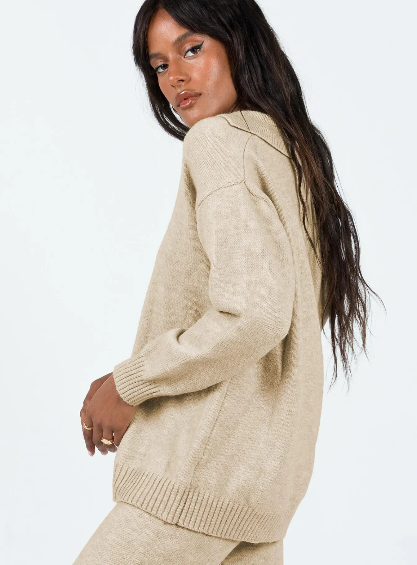 Princess Polly Waite Knit Sweater Beige Shop