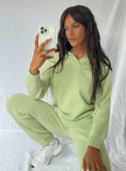 Princess Polly Waite Knit Sweater  Sage Cheap