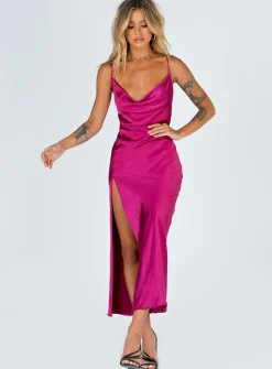 Princess Polly Walk The Line Midi Dress  Magenta New