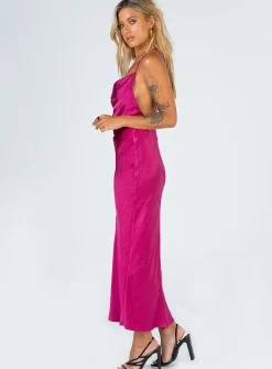 Princess Polly Walk The Line Midi Dress  Magenta New