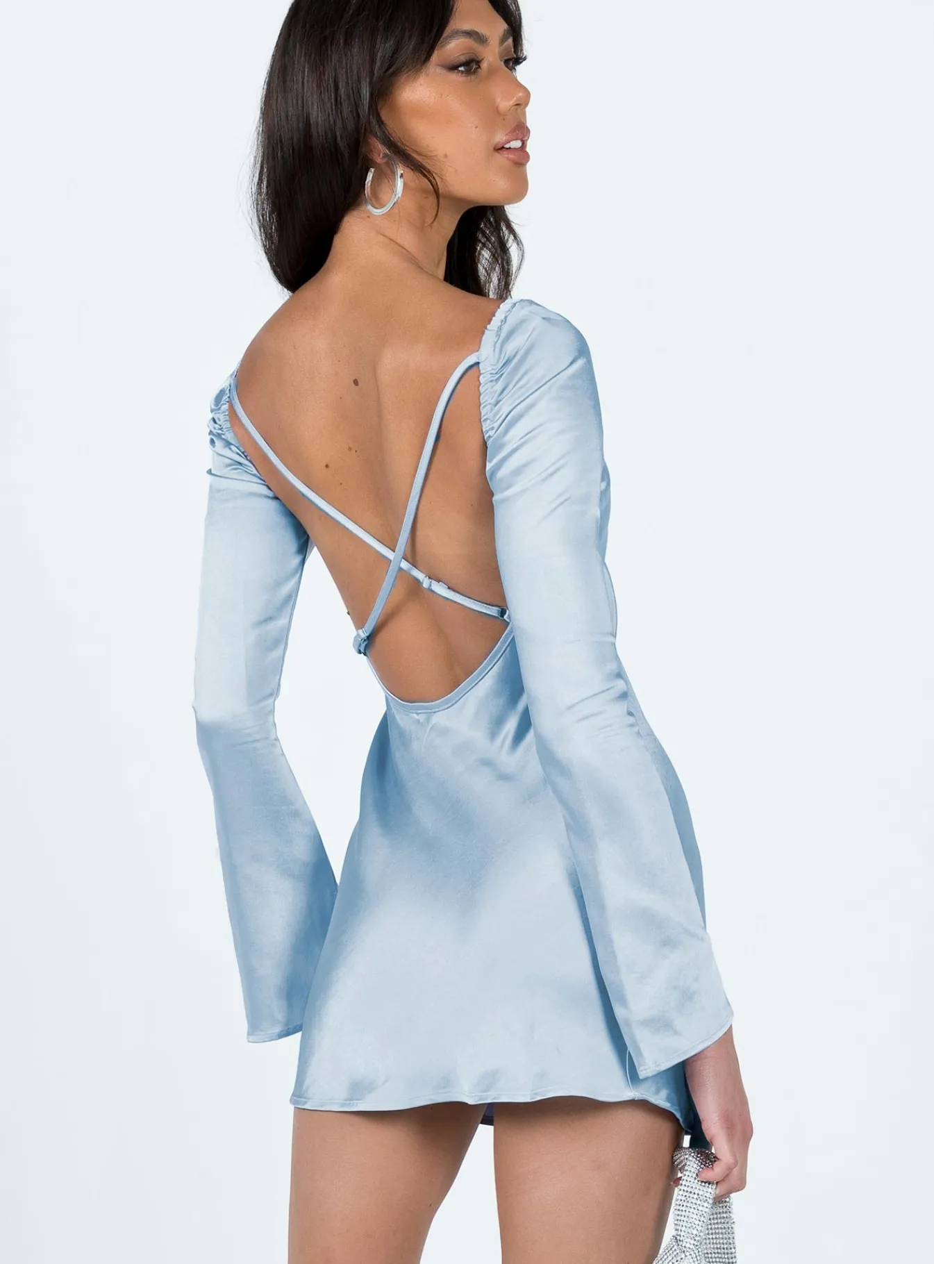 Princess Polly Wallum Long Sleeve Mini Dress Blue Hot