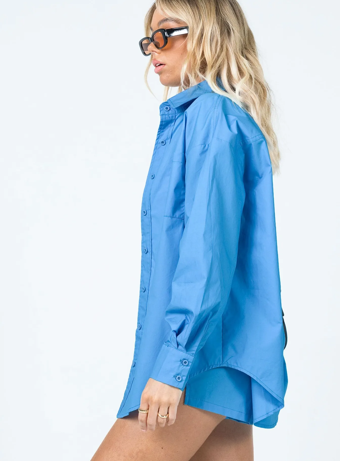 Princess Polly Walsh Shirt Dark Blue Flash Sale
