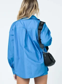 Princess Polly Walsh Shirt Dark Blue Flash Sale