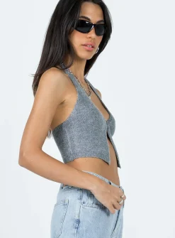 Princess Polly Waterbell Top  Grey Outlet