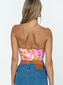 Princess Polly Waverly Strapless Top  Pink Outlet