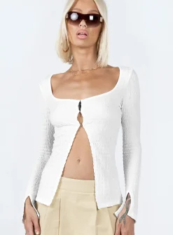 Princess Polly Waylett Long Sleeve Top  White New