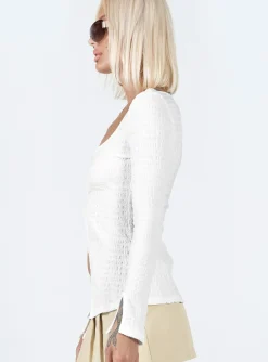 Princess Polly Waylett Long Sleeve Top  White New