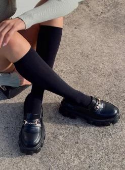 Princess Polly Weaver Knee High Socks  Black Outlet