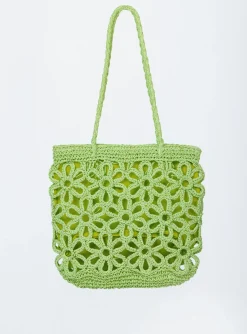 Princess Polly Welby Crochet Flower Tote  Green Cheap