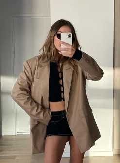 Princess Polly Welcome To The Jungle Blazer  Beige Outlet