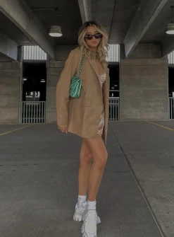 Princess Polly Welcome To The Jungle Blazer  Beige Outlet