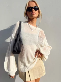 Princess Polly Wendy Oversized Sweater  Cream Flash Sale