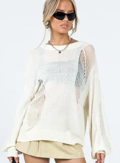 Princess Polly Wendy Oversized Sweater  Cream Flash Sale