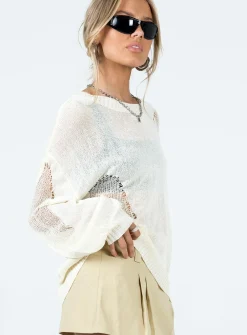 Princess Polly Wendy Oversized Sweater  Cream Flash Sale