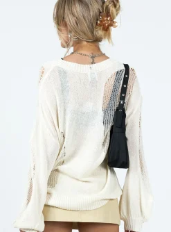 Princess Polly Wendy Oversized Sweater  Cream Flash Sale