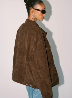 Princess Polly Western Cord Jacket  Brown Flash Sale