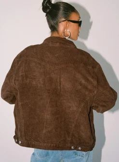 Princess Polly Western Cord Jacket  Brown Flash Sale