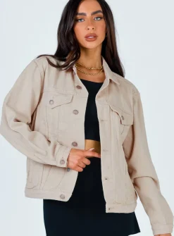 Princess Polly Western Denim Jacket  Beige Hot