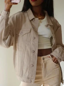 Princess Polly Western Denim Jacket Beige Hot