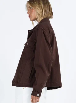 Princess Polly Western Denim Jacket  Dark Brown Fashion