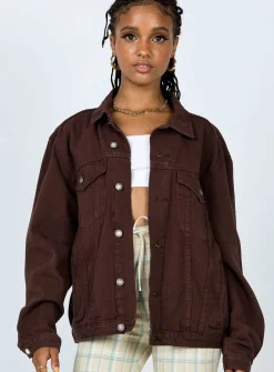 Princess Polly Western Denim Jacket  Dark Brown Fashion