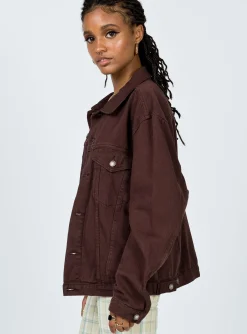 Princess Polly Western Denim Jacket  Dark Brown Fashion