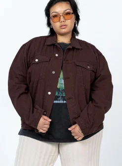 Princess Polly Western Denim Jacket Darkcurve   Brown Cheap