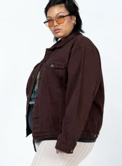 Princess Polly Western Denim Jacket Darkcurve Brown Cheap