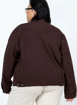 Princess Polly Western Denim Jacket Darkcurve Brown Cheap
