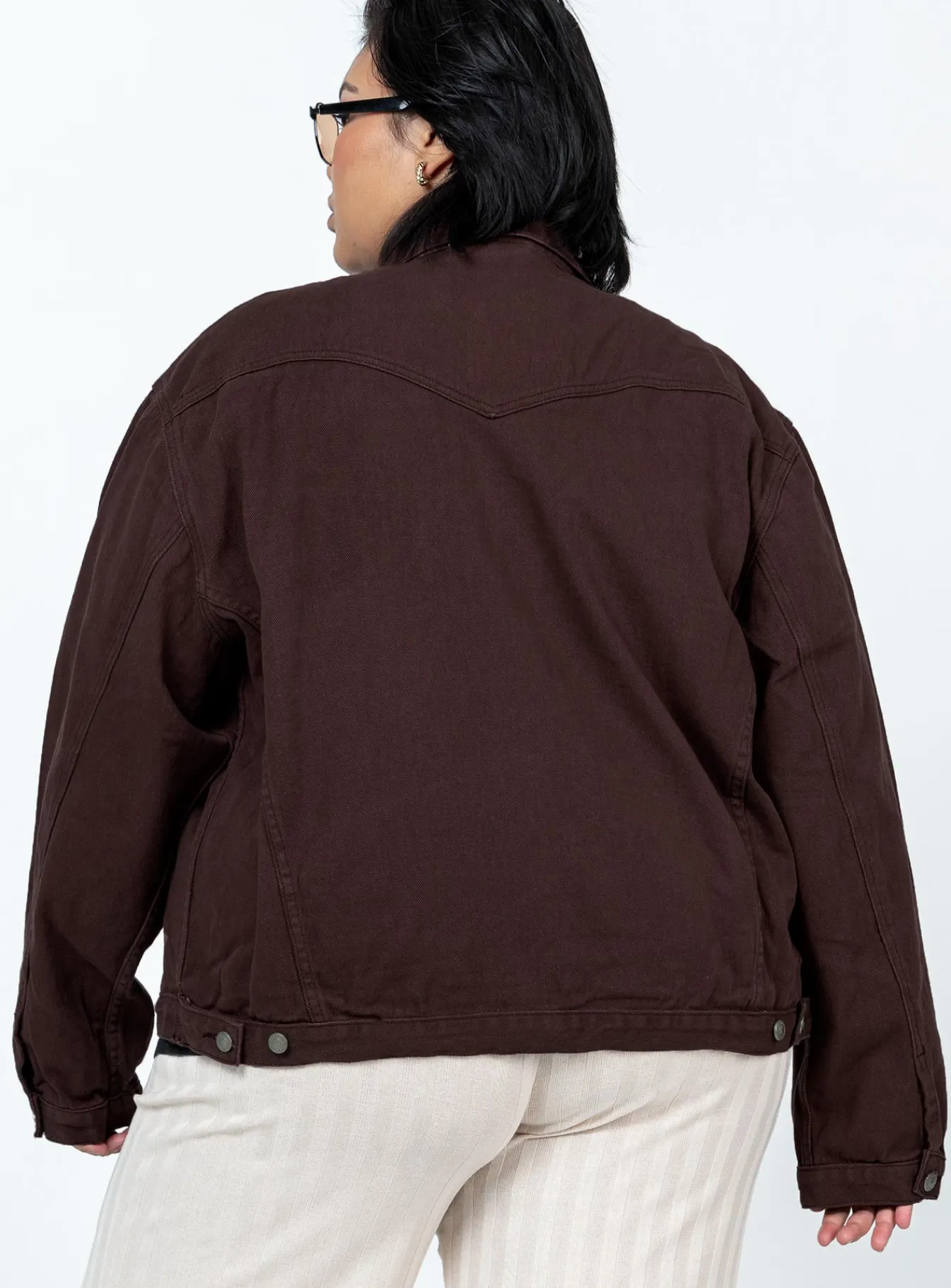 Princess Polly Western Denim Jacket Darkcurve Brown Cheap