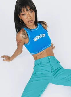 Princess Polly Whateva Tank Top  Blue Fashion