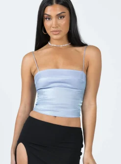 Princess Polly White Rabbit Top  Blue Cheap