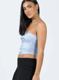 Princess Polly White Rabbit Top  Blue Cheap