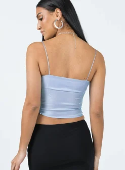 Princess Polly White Rabbit Top  Blue Cheap