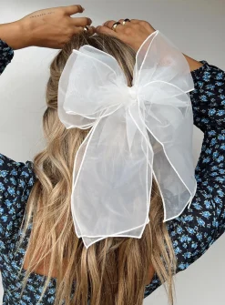 Princess Polly Wicks Hair Bow  White Discount