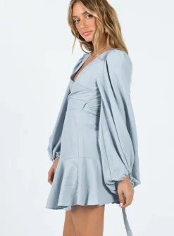 Princess Polly Wicks Wrap Mini Dress  Blue New