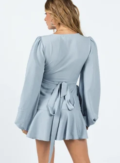 Princess Polly Wicks Wrap Mini Dress  Blue New