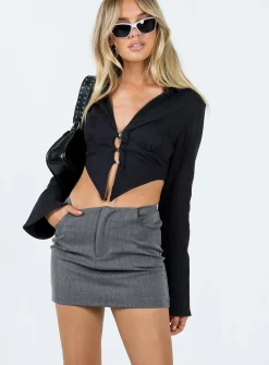 Princess Polly Wilkins Mini Skirt  Slate Flash Sale