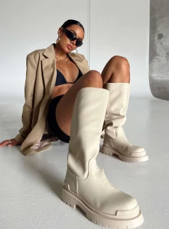 Princess Polly Willink Boots Ecru   Off White Flash Sale