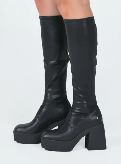 Princess Polly Windsor Smith Badgirlsstretch Sock Boots   Black Fashion