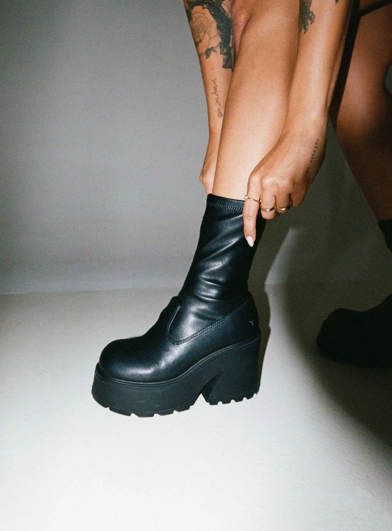 Princess Polly Windsor Smith Foundstretch Sock Boot Black Sale