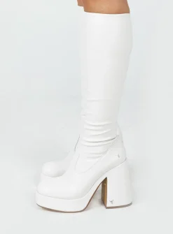 Princess Polly Windsor Smith Highkey Platform Knee High Boots  Snow Cheap